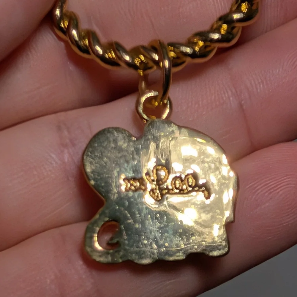 Lilly Pulitzer Gold Elephant Charm Twisted Rope Keychain Key Ring Accessory